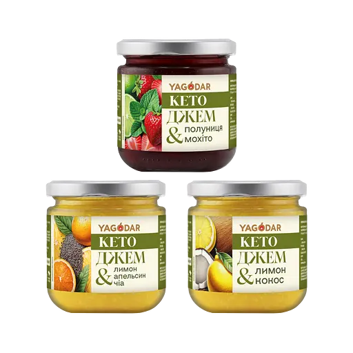 Кето-джемы Yagodar без сахара, 3 шт