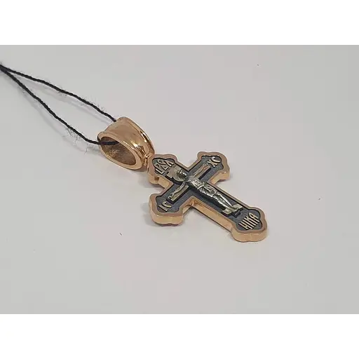 Золотий хрестик Харківська ювелірна фабрика Розп'яття Христа. 11492-Ч - фото 2