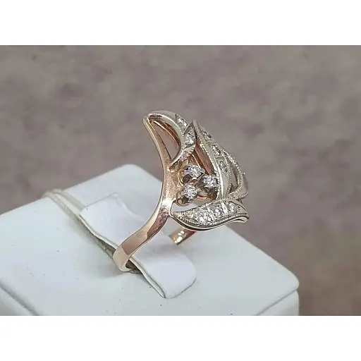 Золоте кільце Львівський державний ювелірний завод з діамантами. 8В410160936/21 18 - фото 4