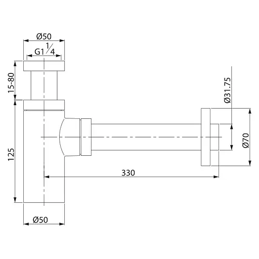 Сифон для умывальника Cersanit хром S951-712, Хром - фото 2