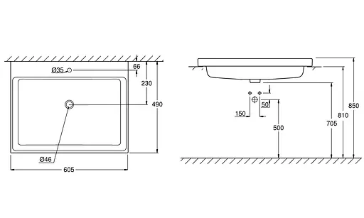 Умивальник Grohe Cube Ceramic напіввбудований 605x490 мм 3947900H, Білий - фото 2