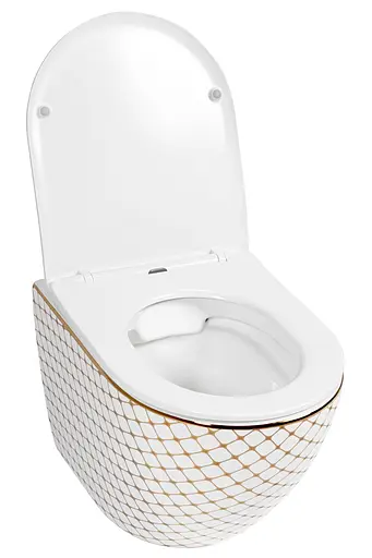 Подвесной унитаз Rea Carlos flat diamond gold белый REA-C5100, Белый - фото 2