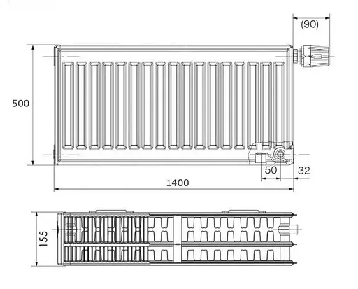 Радіатор сталевий Korado 33VK 500x1400 мм нижнє підключення Білий 30412 - фото 2