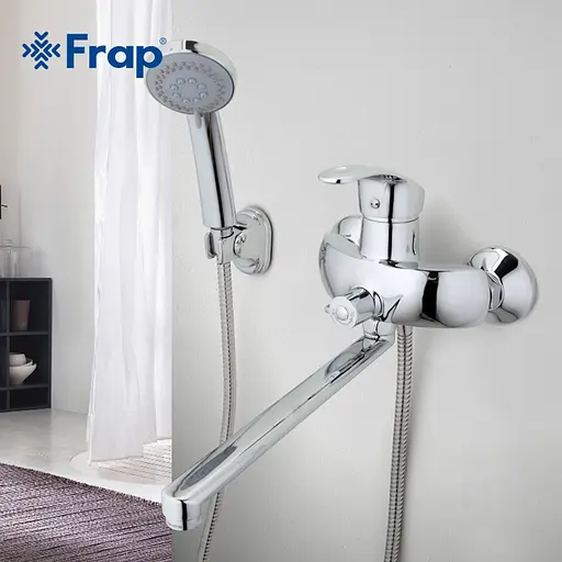 Смеситель для ванны длинный плоский гусак Ø40 Frap 1/10 F2221 Хром - фото 3