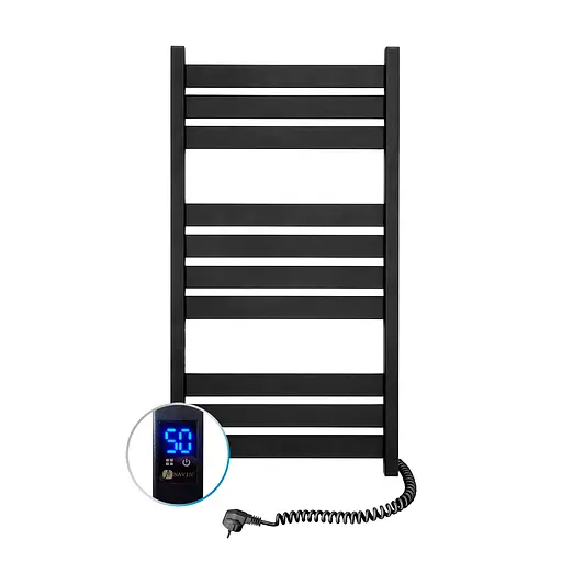 Электрический полотенцесушитель Navin Largo 500x1000 Sensor правосторонний с таймером, черный муар 12-244053-5010, Черный матовый, Правое, Электронный - фото 5