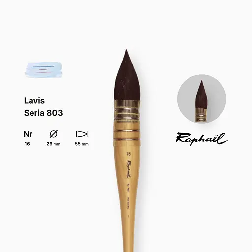 Кисть белка круглая Raphael Lavis, №16, французская вязкая, короткая ручка - фото 2