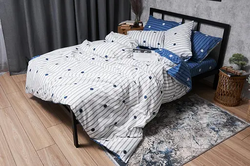 Комплект постільної білизни Moon&Star Бязь Gold Люкс Peas Blue King Size 220x240 наволочки 4х70х70 - фото 5