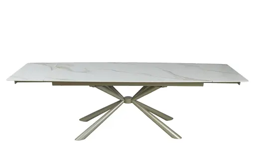 Стіл Рим обідній розкладний білий глянець 1800/2600x900x750 ноги шампань - фото 5