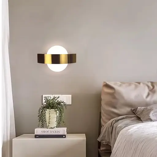 Латунне бра Line F з овальним розсіювачем Арт. W206-250*150 AB  - фото 1