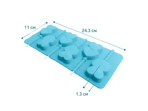 Силиконовая форма для леденцов и конфет на палочке "Сердечки", Kitchen Master Бирюзовый 87405 - фото 3