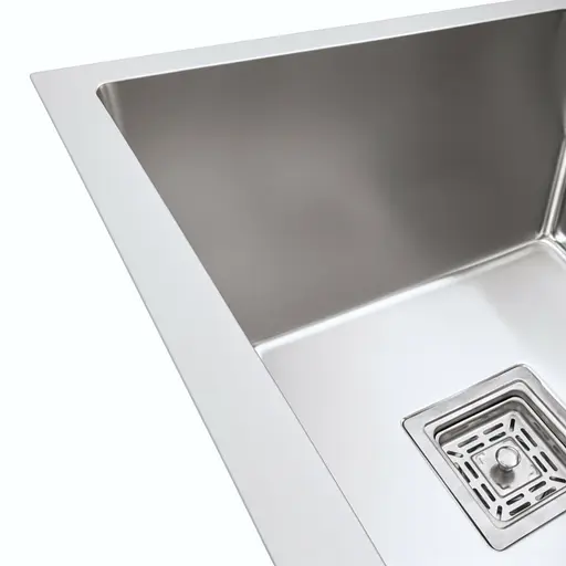 Кухонная мойка на две чаши Platinum Handmade HDB 750x410x230 нержавейка (квадратный сифон, 3.0/1.0), Нержавеющая сталь - фото 4