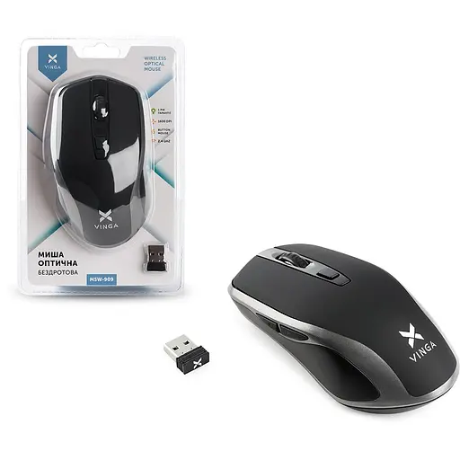 Мышка Vinga MSW-909 Silent black-grey - фото 9