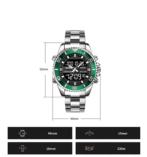 Чоловічий наручний годинник Skmei 1850 (Сріблясті з зелений) - фото 8