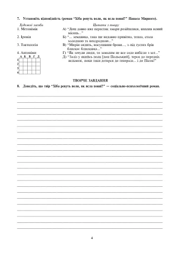 Українська література. Тестові завдання для перевірки знань. 10 клас - фото 3