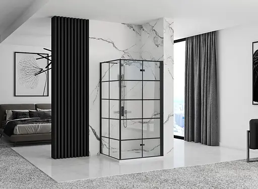 Душова кабіна Rea Molier 80x100 black REA-K8412 + REA-K6963, Чорний матовий, Універсальна, прозорий - фото 3