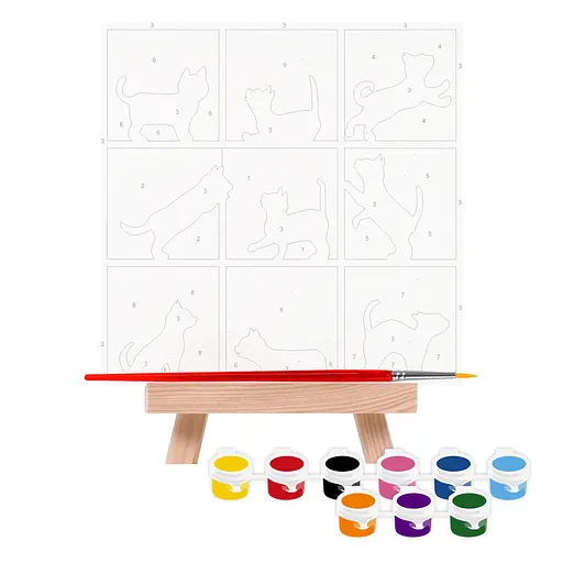 Картина за номерами Rosa Start Cats 15х15 см з мольбертом - фото 3