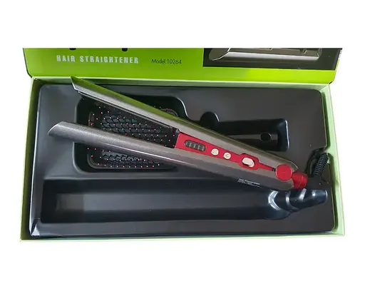 Комплект для стайлінгу волосся DSP-10264 випрямляч та масажна щітка Сріблястий - фото 5