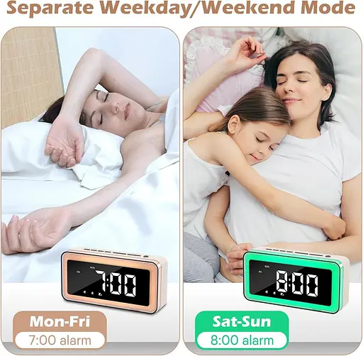 Будильник ANNNGUL Wake Up Light, супергучний цифровий будильник з кольоровим світлом RGB, диммер, режим будніх днів/вихідних - фото 6