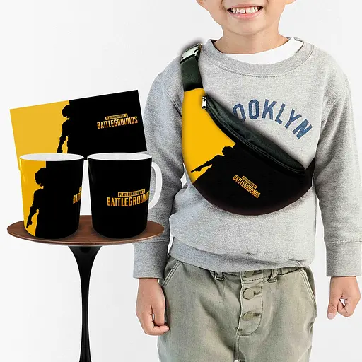 Набір: дитяча сумка-бананка+кружка Пабг «PUBG» 32х15см, бананка для хлопчика через плече на подарунок (00941)