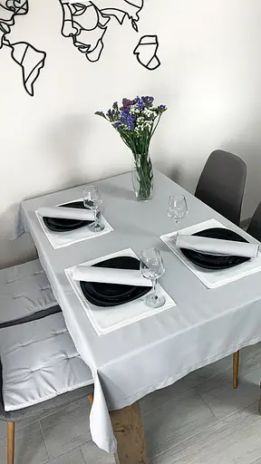 Водоотталкивающая cкатерть однотон 180х110 см Серый - фото 2