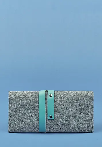 Женский тревел-кейс 1.0 из фетра с кожаными бирюзовыми вставками - фото 4