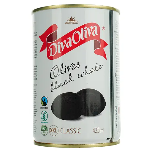 Маслини чорні з кісточкою Diva Oliva XXL 425 мл (390 г) 