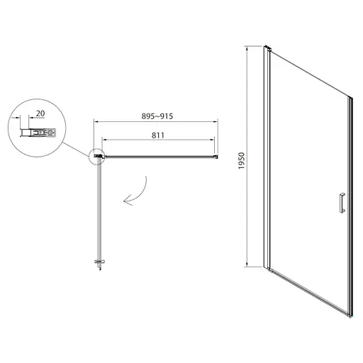 Душевые двери Eger 599-156, универсальные, прозрачный, хром - фото 2