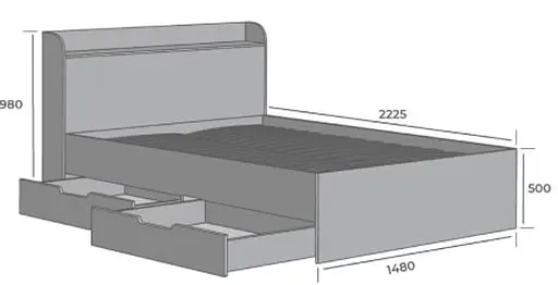 Ліжко двоспальне MebelStar Адель з ящиками 140x200 см Антрацит (MBS-1422) - фото 2