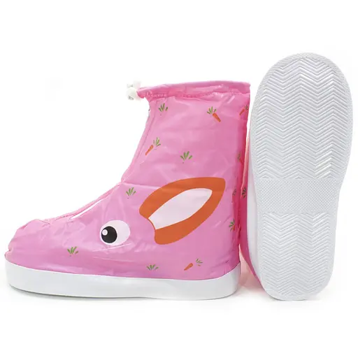 Дитячі гумові бахіли Lesko L 22,4 см Рожевий, Кролик (15084) - фото 5