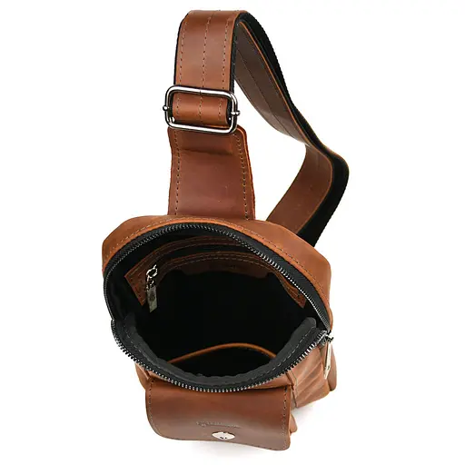 Мужской коньячный слинг из кожи крейзи хорс TARWA 27.5х18х4 см sum0028236 - фото 6