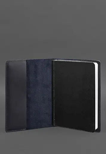 Шкіряна обкладинка для блокнота 6.0 (софт-бук) синя Crazy Horse - фото 4