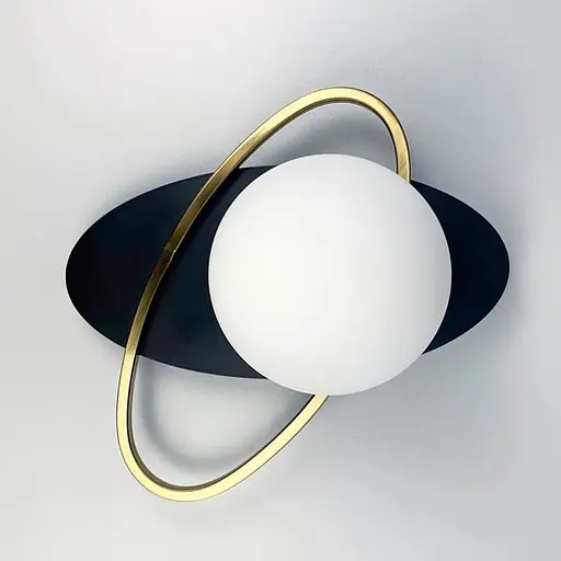 Бра праве з білим плафоном у орбітальних мотивах Line F Арт. WDE17/1 R BK|WH (правий) - фото 6