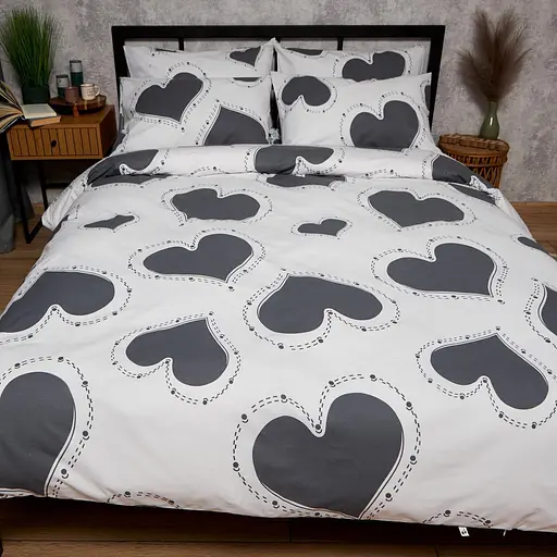 Постельный набор Moon&Star (пододеяльник 160х220 см + 2 наволочки 70х70 см) Бязь Gold Люкс Grey Love - фото 2