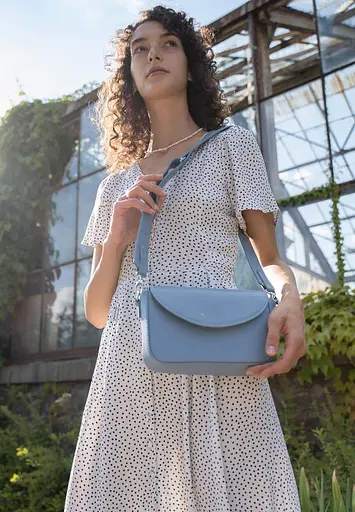 Жіноча шкіряна сумка Molly блакитна - фото 3