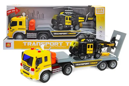 Грузовик с вертолетом инерционная (с музыкой и светом) WY571C