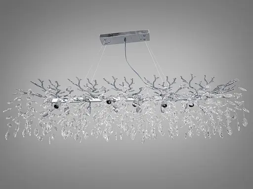 Гармонійна підвісна кришталева люстра витягнутої форми, 12 ламп, хром - фото 1