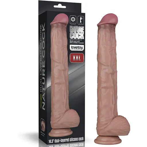 Фалоімітатор Dual-Layered Silicone Nature Cock 14.5'' 37.5 см коричневий