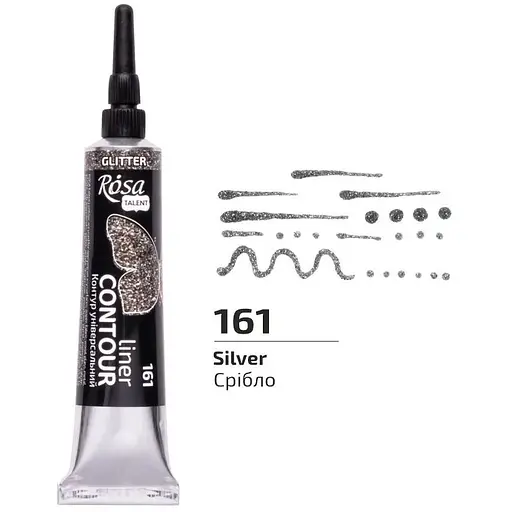 Контур універсальний Rosa Talent Срібло глітер 20 мл - фото 1