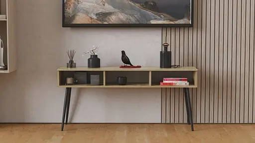 Тумба під телевізор Кентуккі Ferrum-decor 45x139x38 Чорний метал ДСП Дуб Сонома 16 мм (FRD-106730) - фото 6