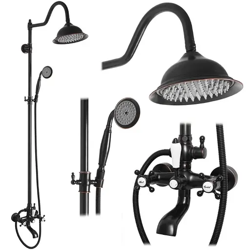 Душова система Rea Bergamo black з виливом REA-P5001, Чорний матовий - фото 3