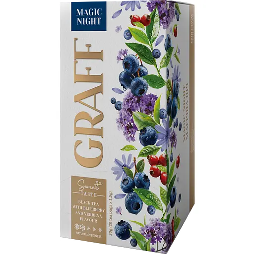 Уцінка. Чай чорний Graff Магічна ніч/Magic night з ароматом чорниці та вербени 20 шт. x 1.5 г