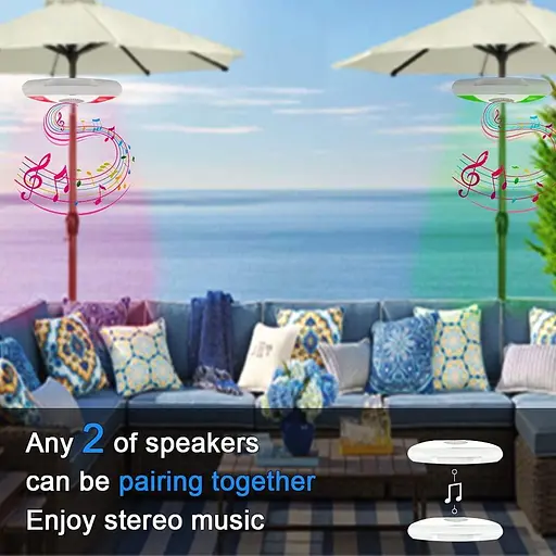 Внешний беспроводной светодиодный Bluetooth-динамик Патио Зонтик Свет 7 цветов Аккумуляторная внешняя подсветка - фото 2