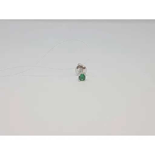 Серебряная моносерьга пуссета с фианитом. 3003.7С Зеленый - фото 4