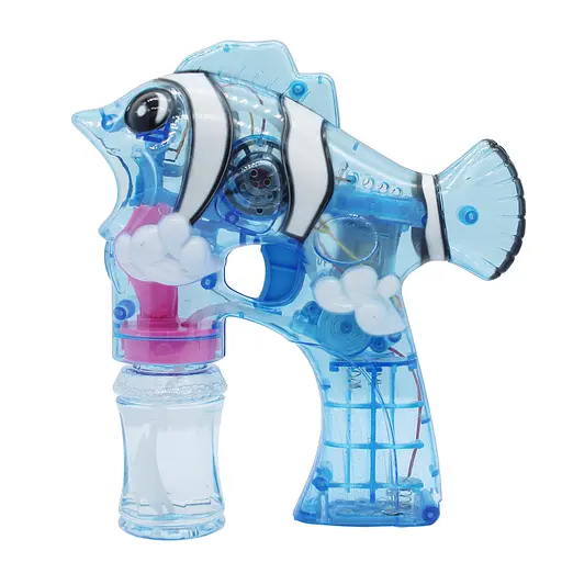 Пистолет мыльные пузыри Рыбка, 6214A, музыка, свет, 2 бутылки (в ассортименте)