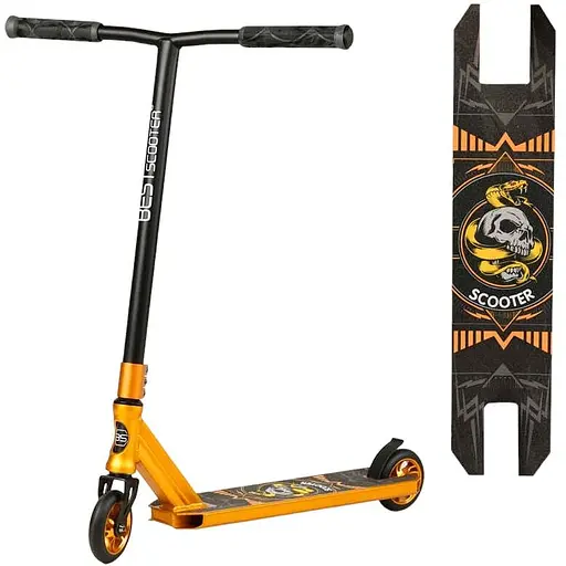 Самокат для трюків Best Scooter 71.5х13х55 см Чорно-золотистий 000254850