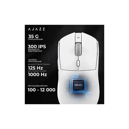 Мишка Ajazz AJ139 V2 MC Wireless/Bluetooth/USB White (AJ139-V2-MC-W) - фото 9