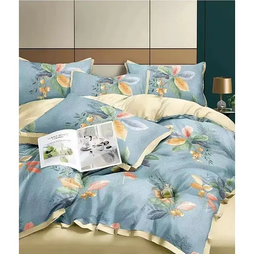 Комплект постільної білизни Soho Elle Floret Olive Євро 200x230 см жовто-блакитний (A130214)