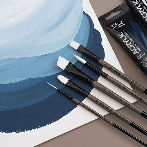 Пензель синтетика кутова MOON 1203A №0 коротка ручка Rosa - фото 5