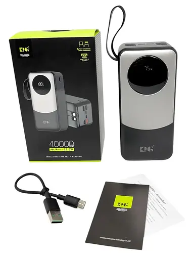 Портативное зарядное устройство для Power Bank KPG-402X 40000 mAh павербанк с дисплеем Черный/Серый - фото 9