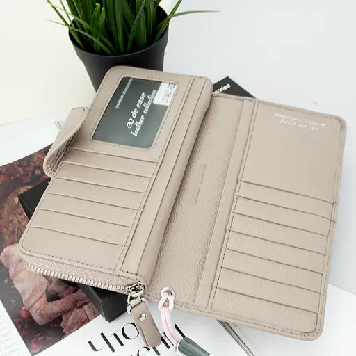 Гаманець жіночий шкіряний De Esse LC14621-GD25 великий з ремінцем нюдовий - фото 5